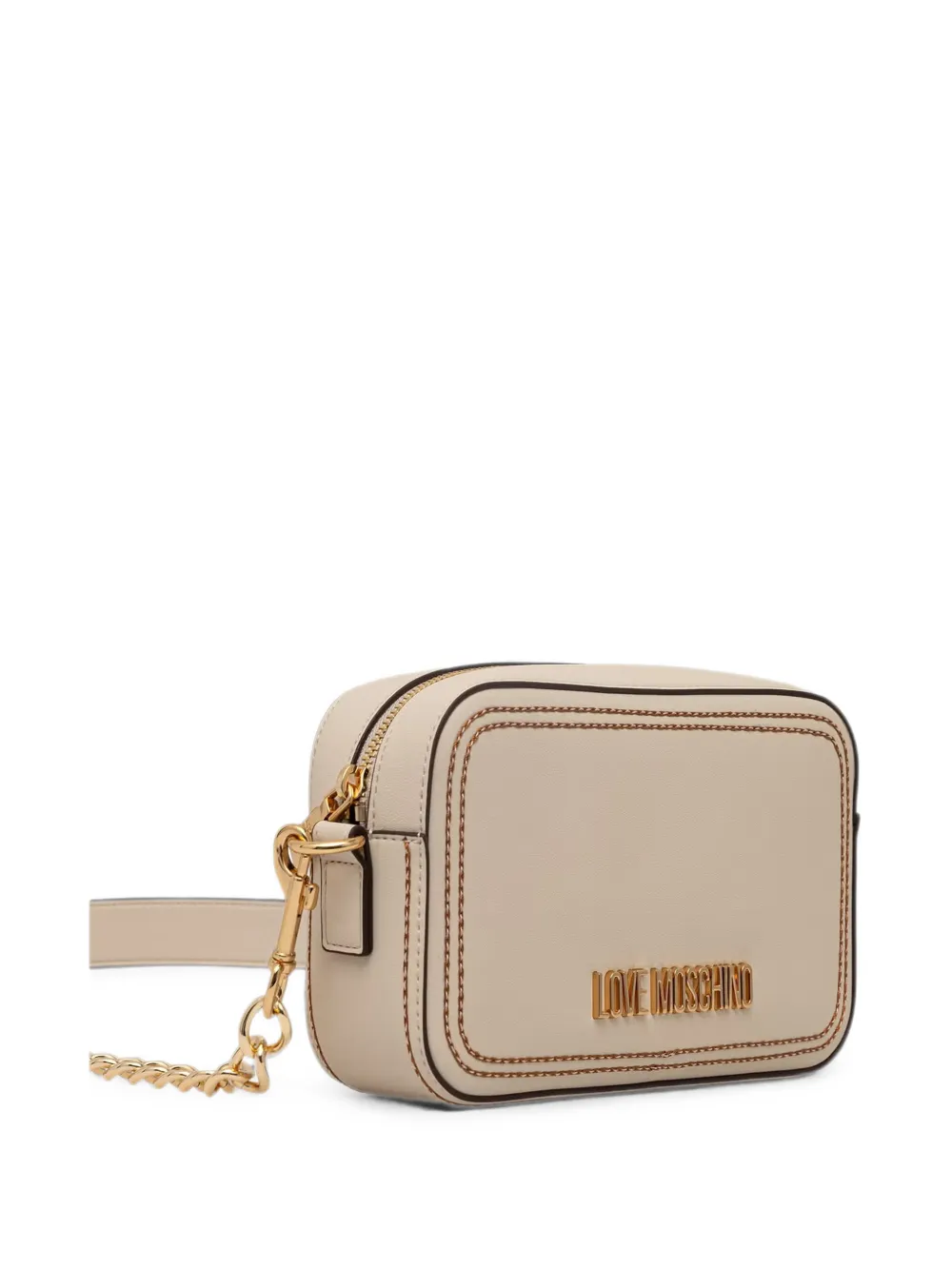 Love Moschino Crossbodytas met contrasterend stiksel en logo Beige