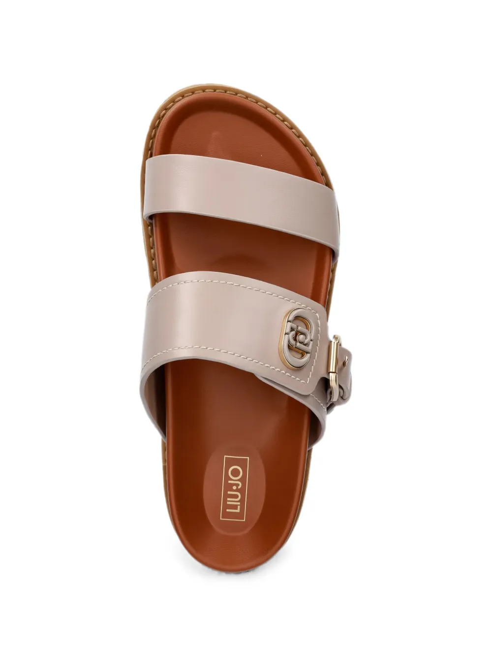 LIU JO buckle-fastening logo-plaque sandals Beige