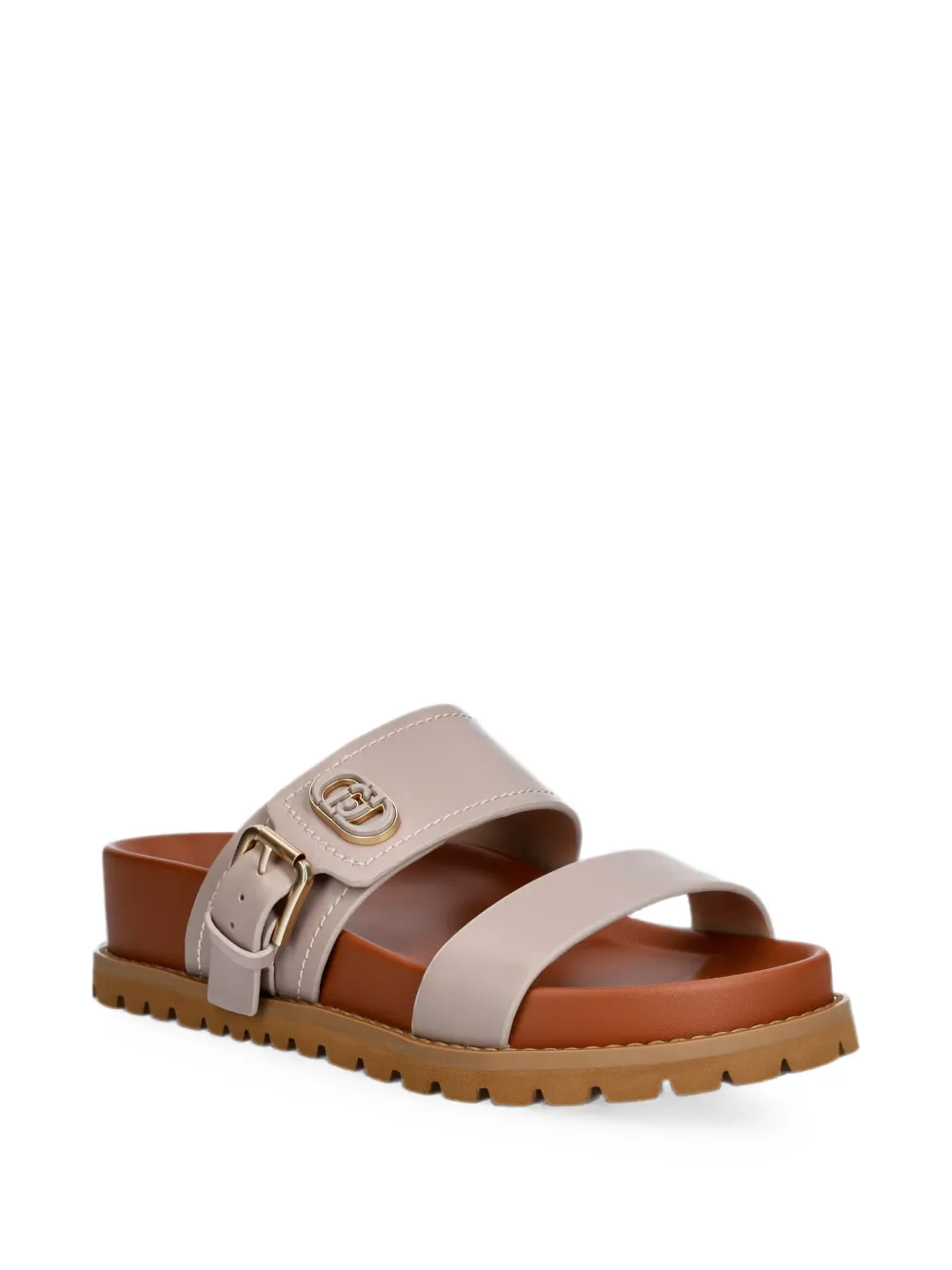 LIU JO buckle-fastening logo-plaque sandals Beige