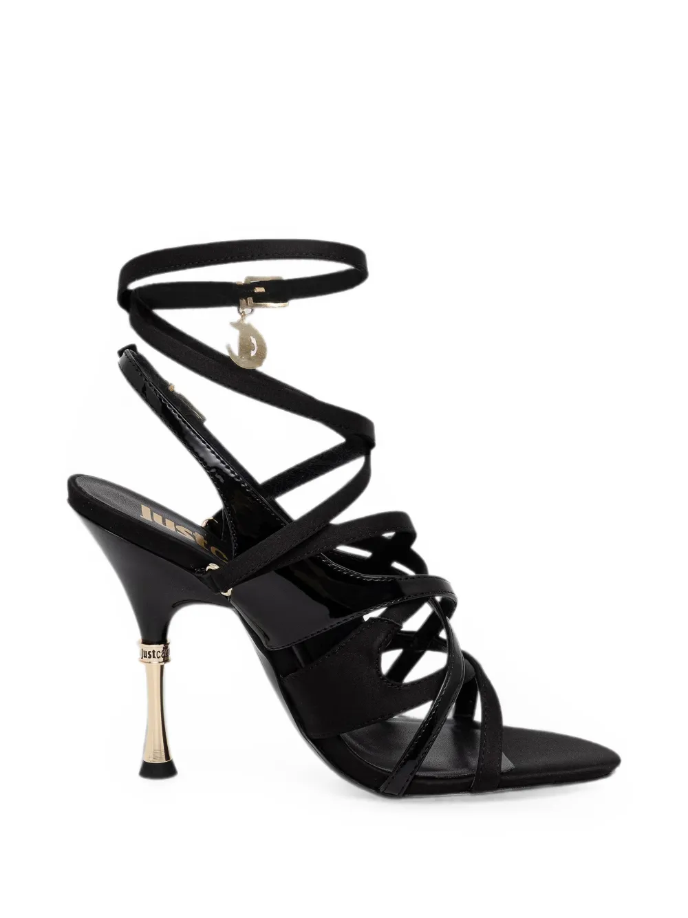 Just Cavalli strappy logo-charm sandals Zwart