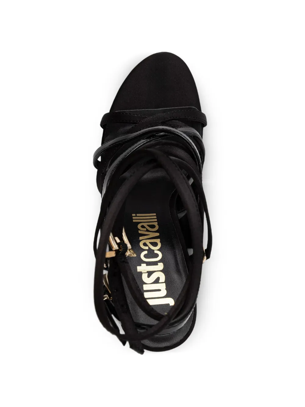 Just Cavalli strappy logo-charm sandals Zwart