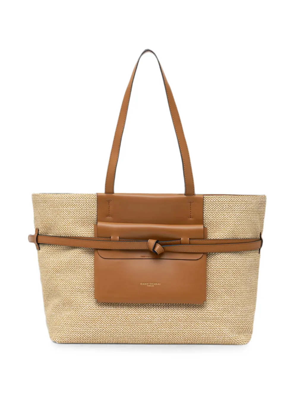 GIANNI CHIARINI Belty knot-detail woven tote bag - Toni neutri