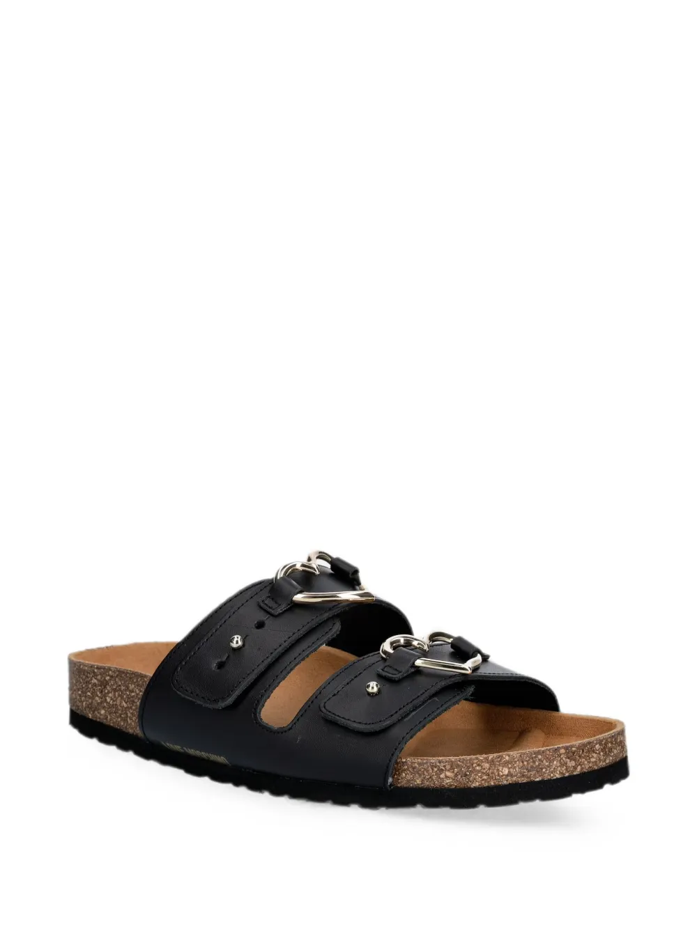 Love Moschino heart-buckle leather slides Zwart
