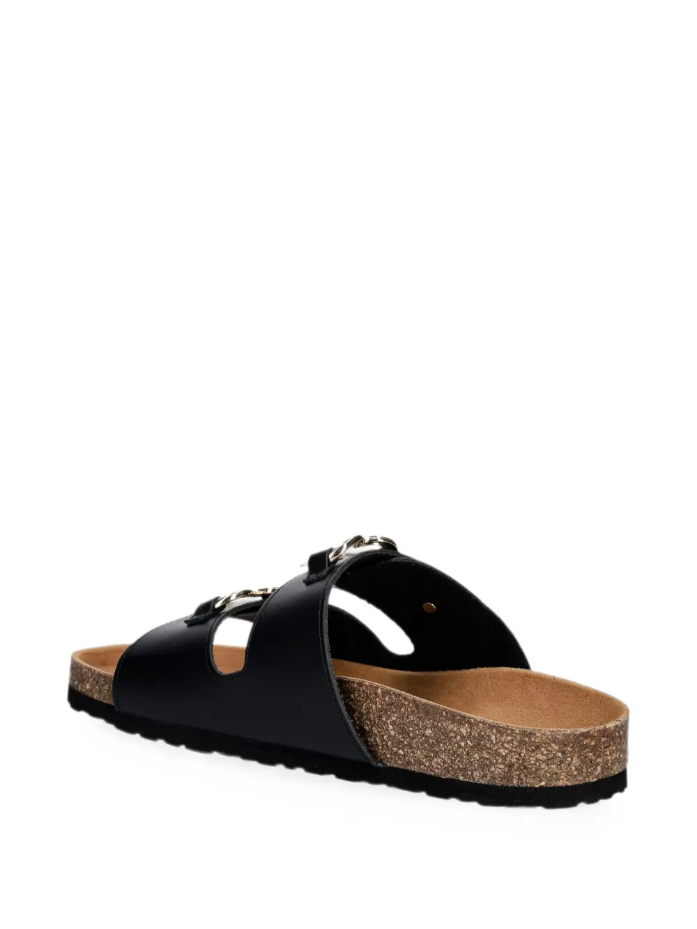 Love Moschino heart-buckle leather slides Zwart