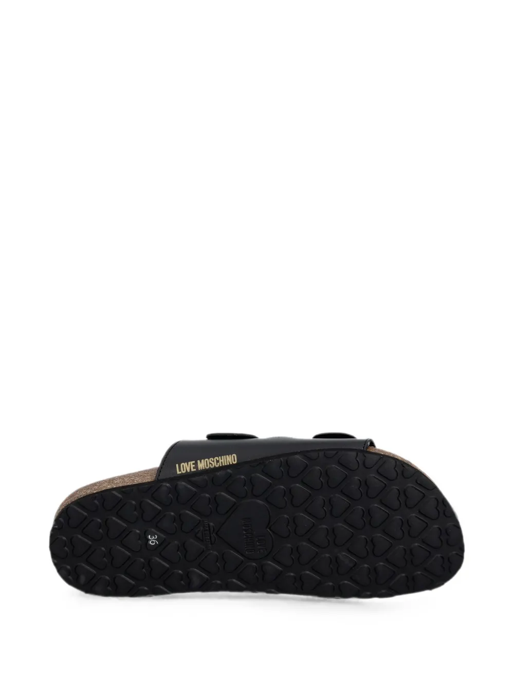 Love Moschino heart-buckle leather slides Zwart