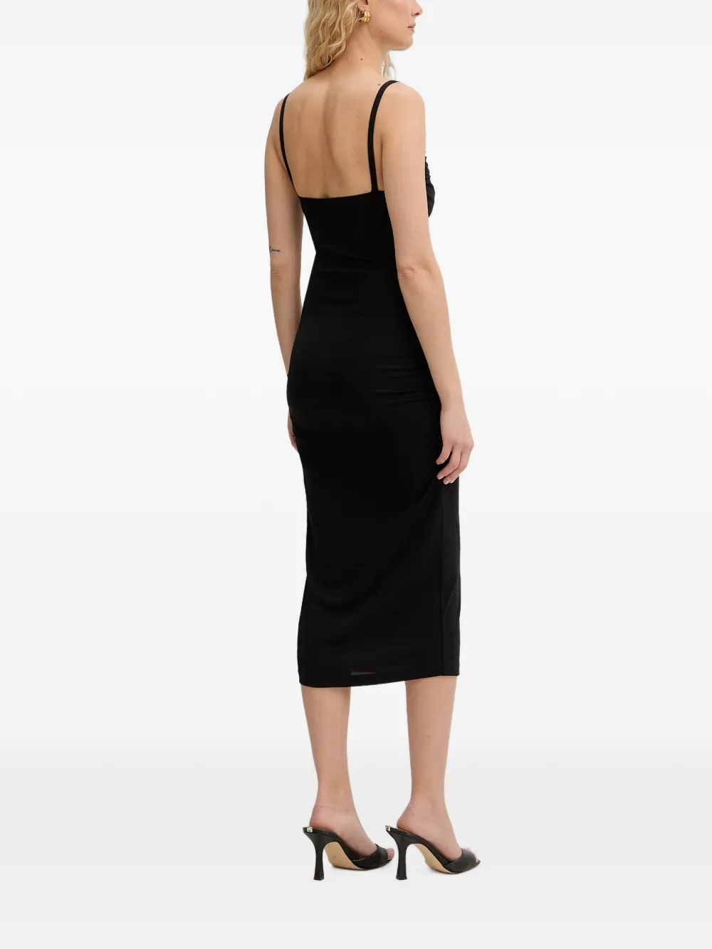 Just Cavalli Jurk met logoplakkaat en ruches Zwart