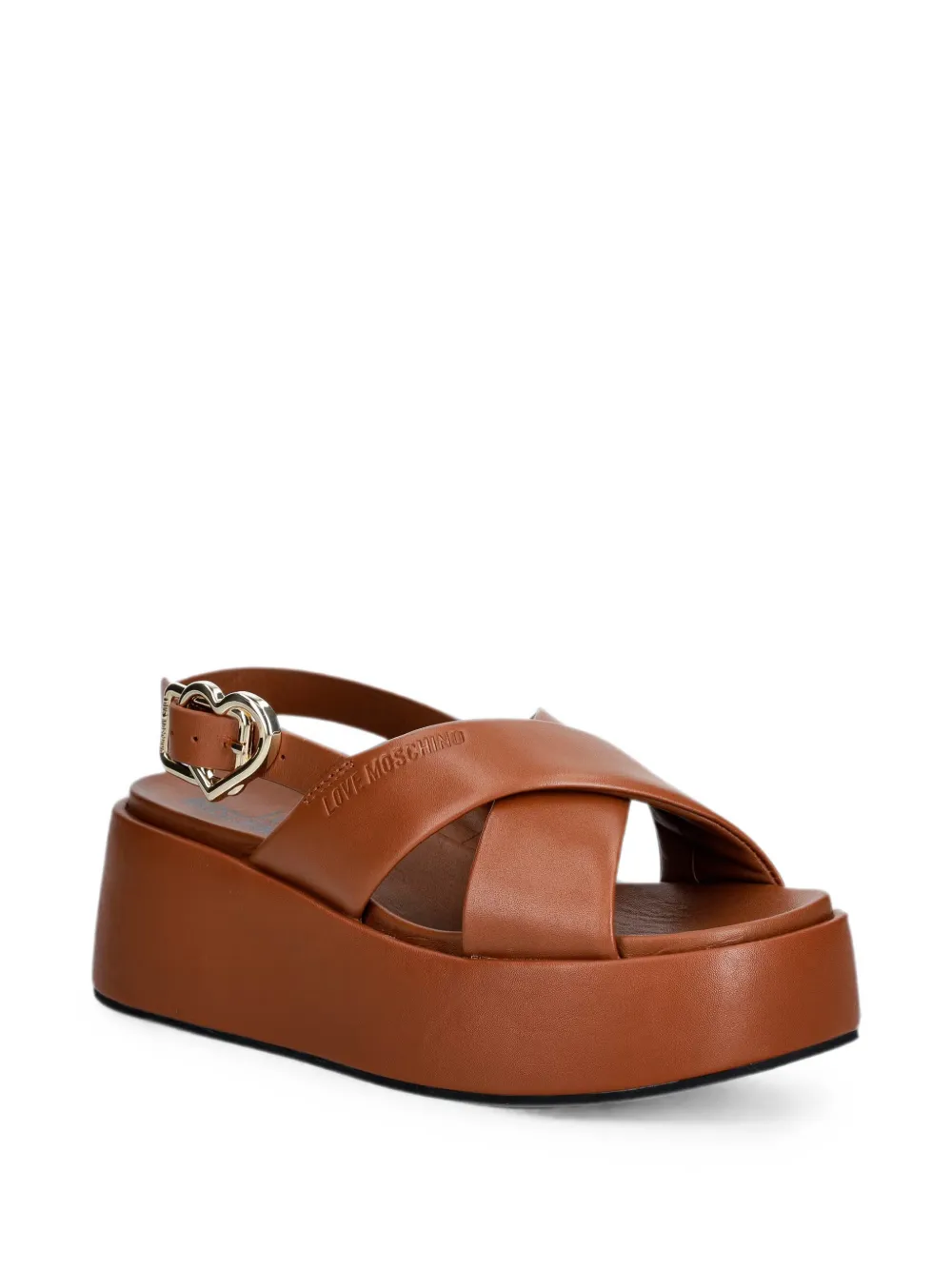 Love Moschino crossover-strap heart-buckle sandals Bruin