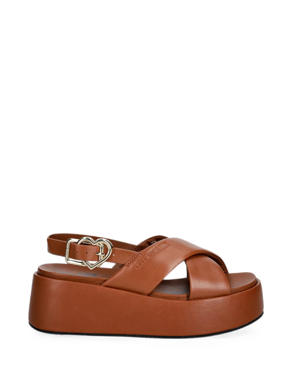 Love Moschino crossover-strap heart-buckle sandals Bruin