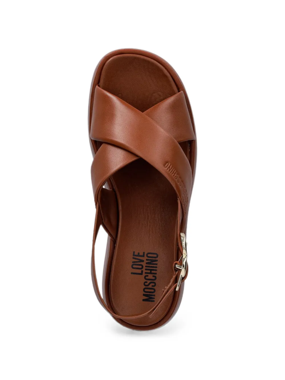Love Moschino crossover-strap heart-buckle sandals Bruin