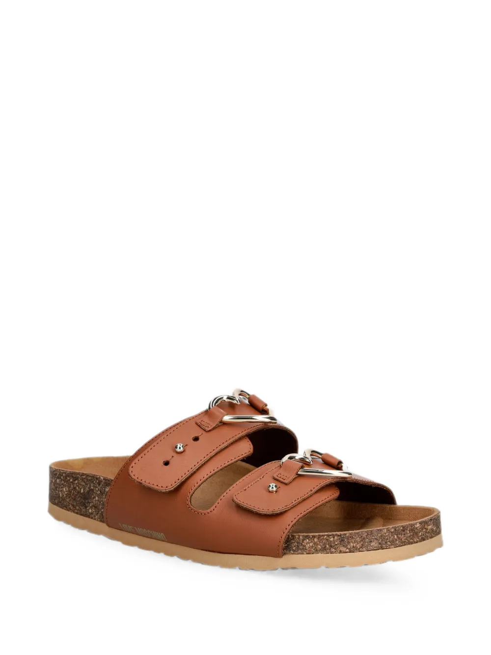 Love Moschino heart-buckle leather slides Bruin