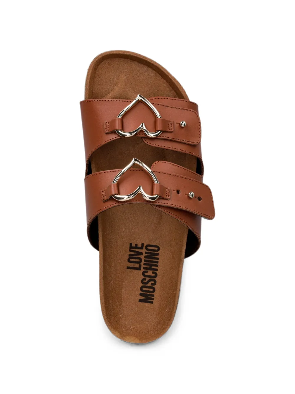 Love Moschino heart-buckle leather slides Bruin
