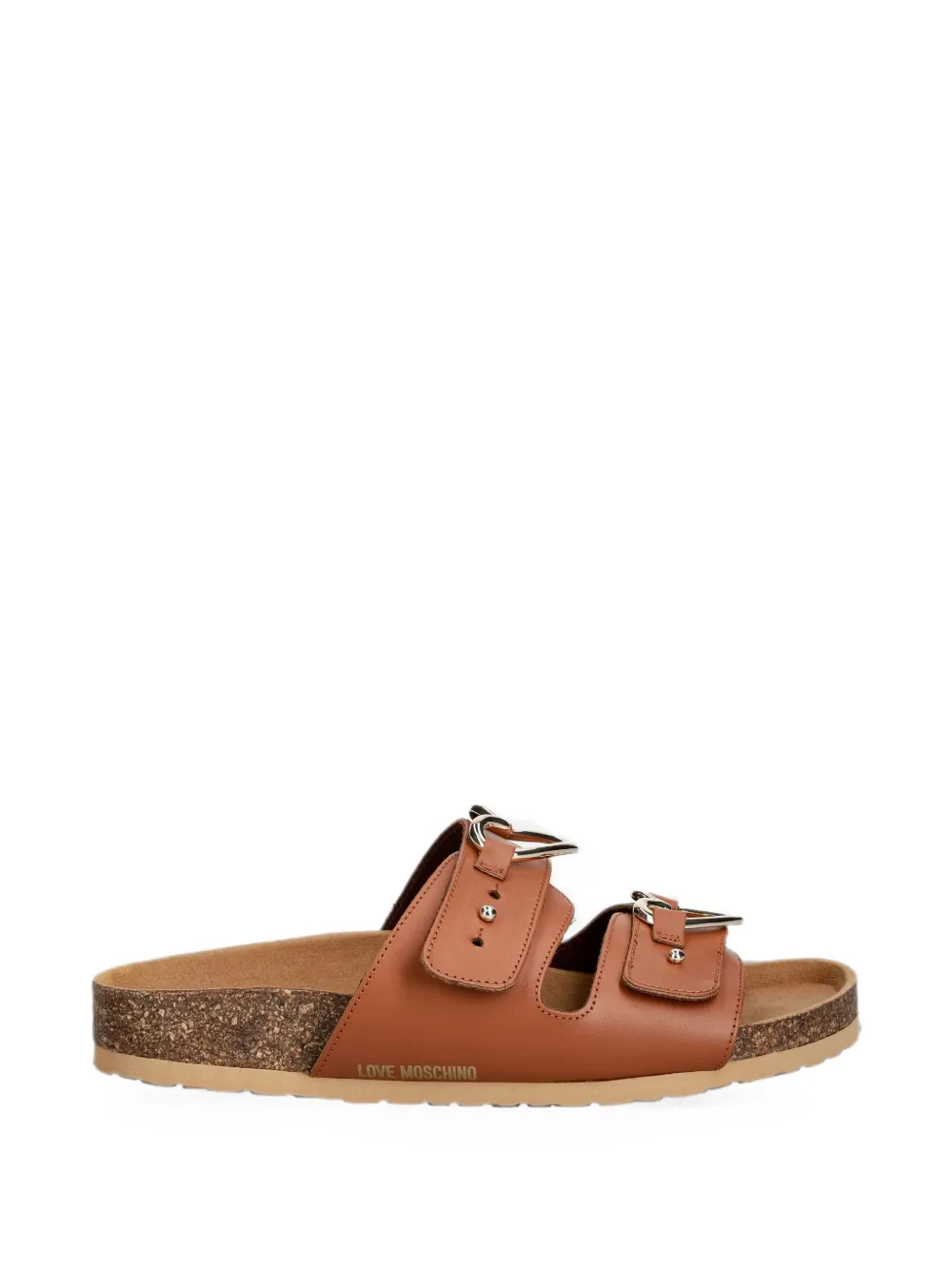 Love Moschino heart-buckle leather slides Bruin