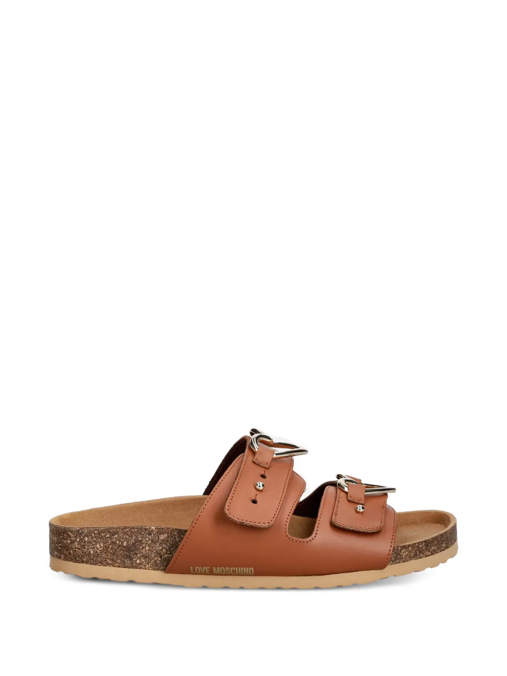 Love Moschino heart-buckle leather slides Bruin