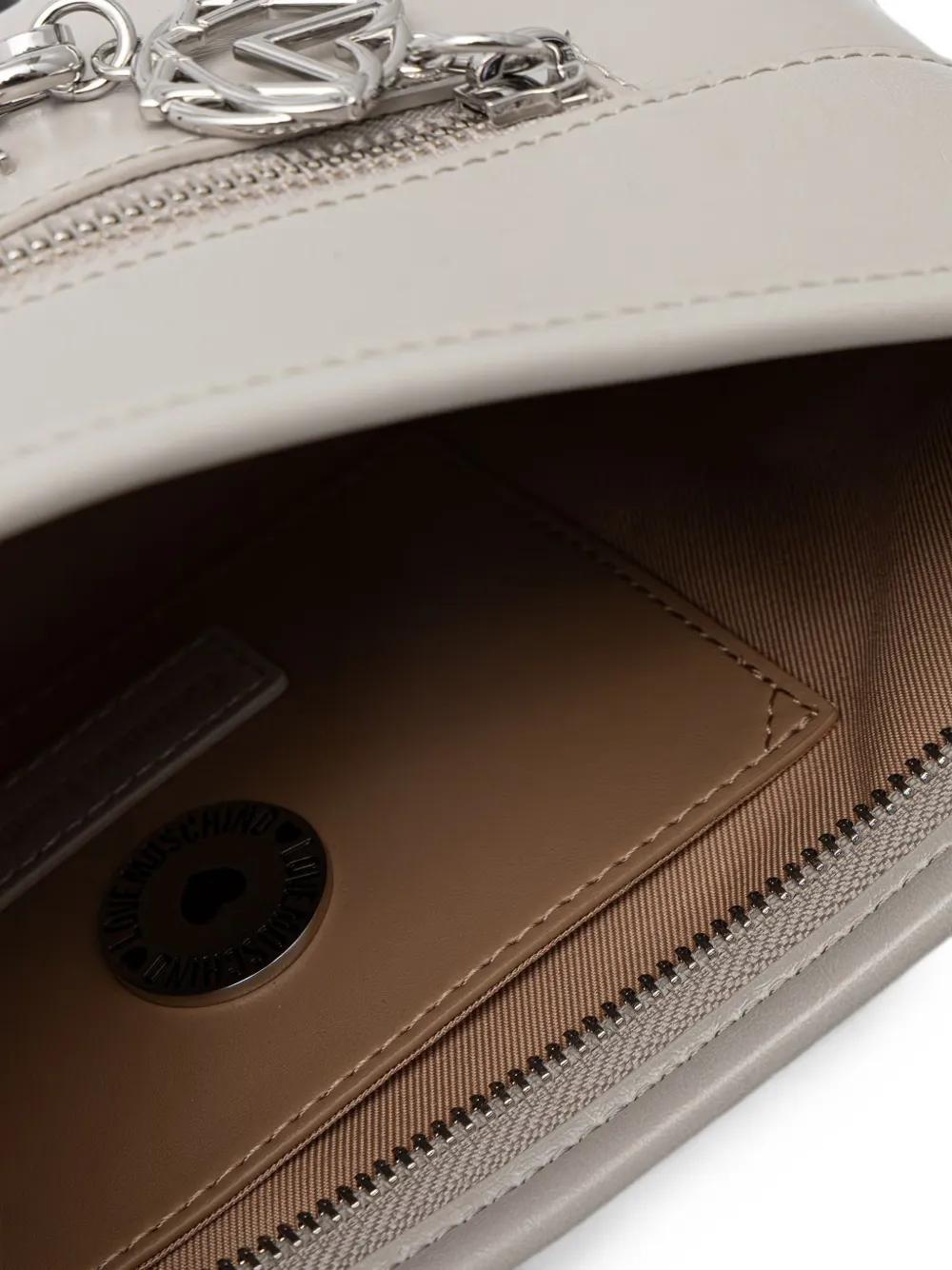 Love Moschino Schoudertas met kettingdetail en logo Grijs