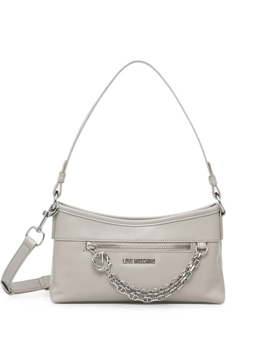 Love Moschino logo-lettering chain-detail shoulder bag - Grigio