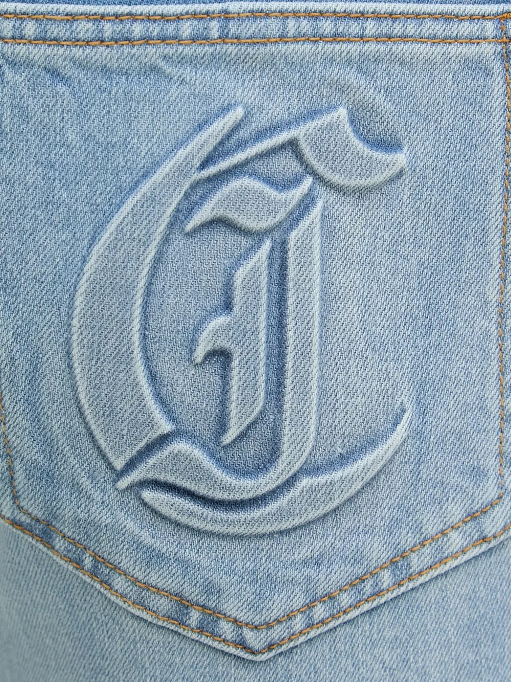 Just Cavalli logo-embossed distressed jeans Blauw