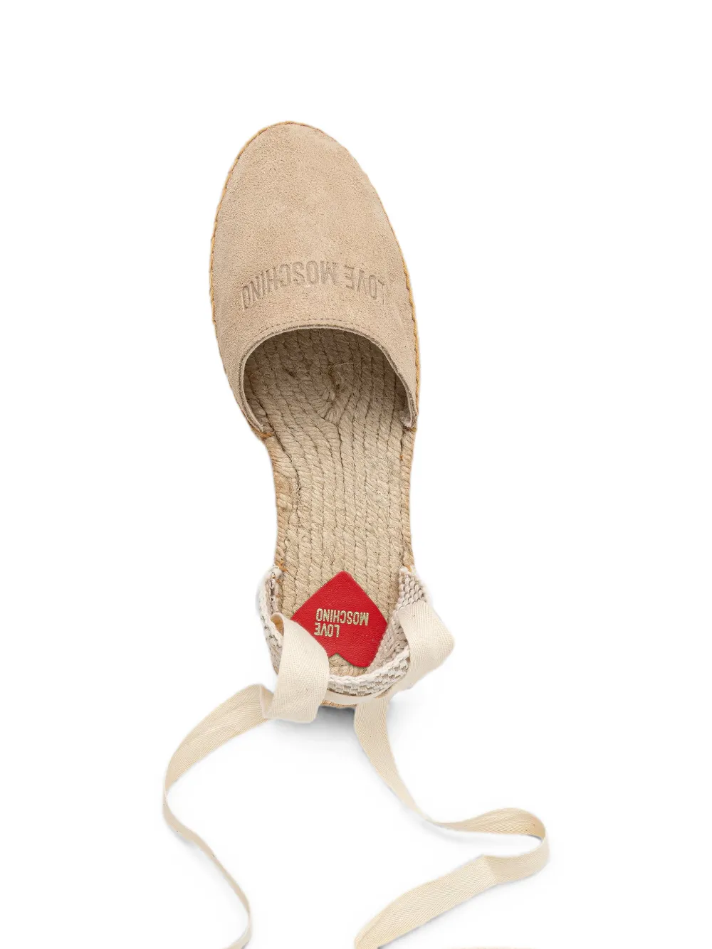 Love Moschino Espadrilles met logo-reliëf en veters Beige