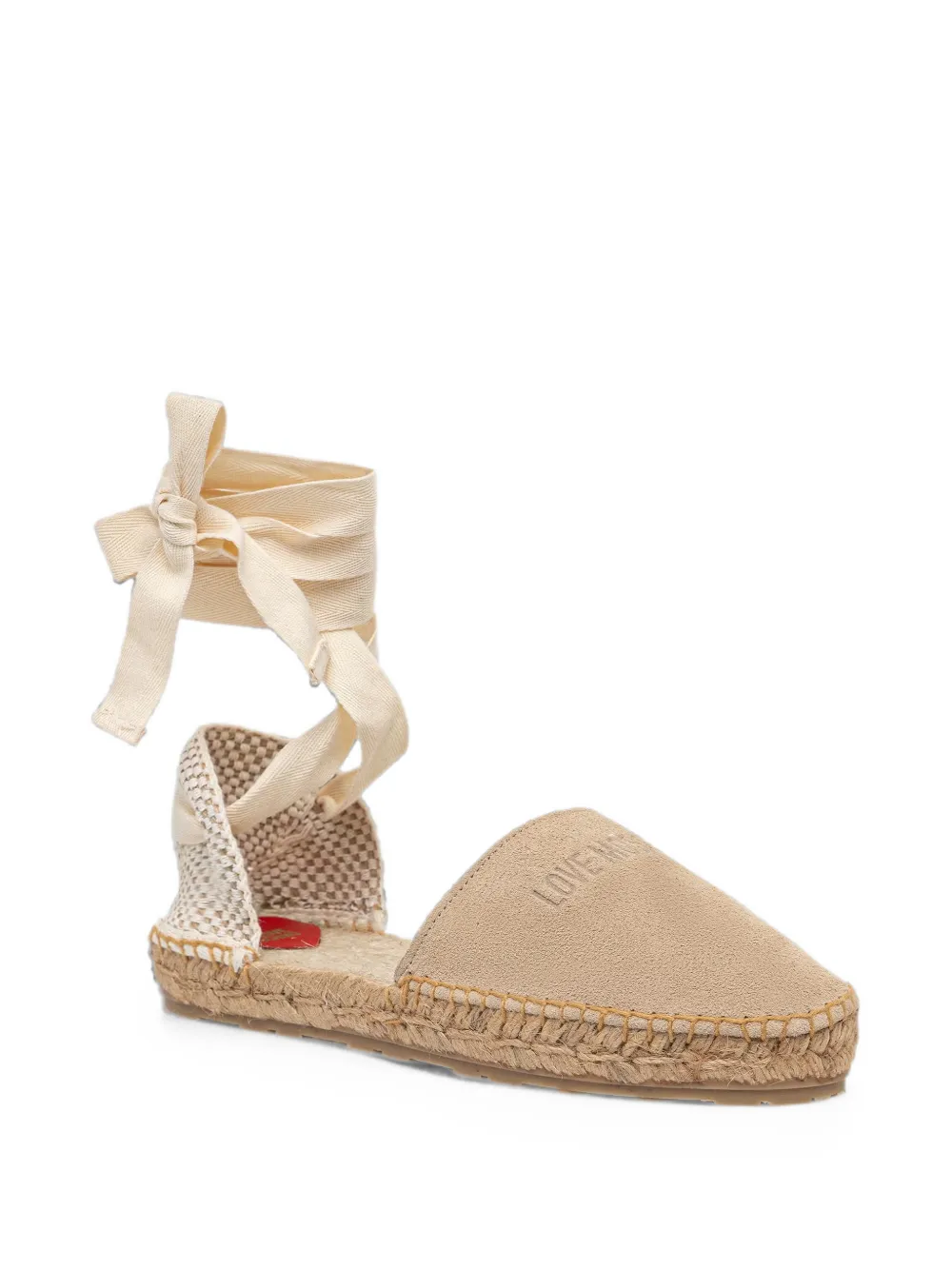 Love Moschino Espadrilles met logo-reliëf en veters Beige