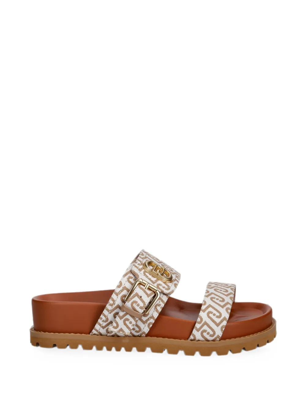 LIU JO monogram-print buckle-fastening sandals - Bianco