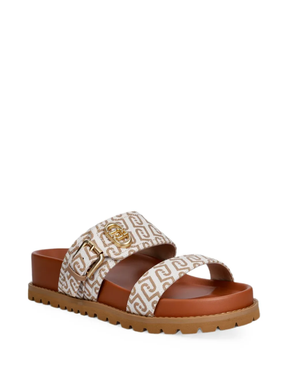 LIU JO monogram-print buckle-fastening sandals Wit
