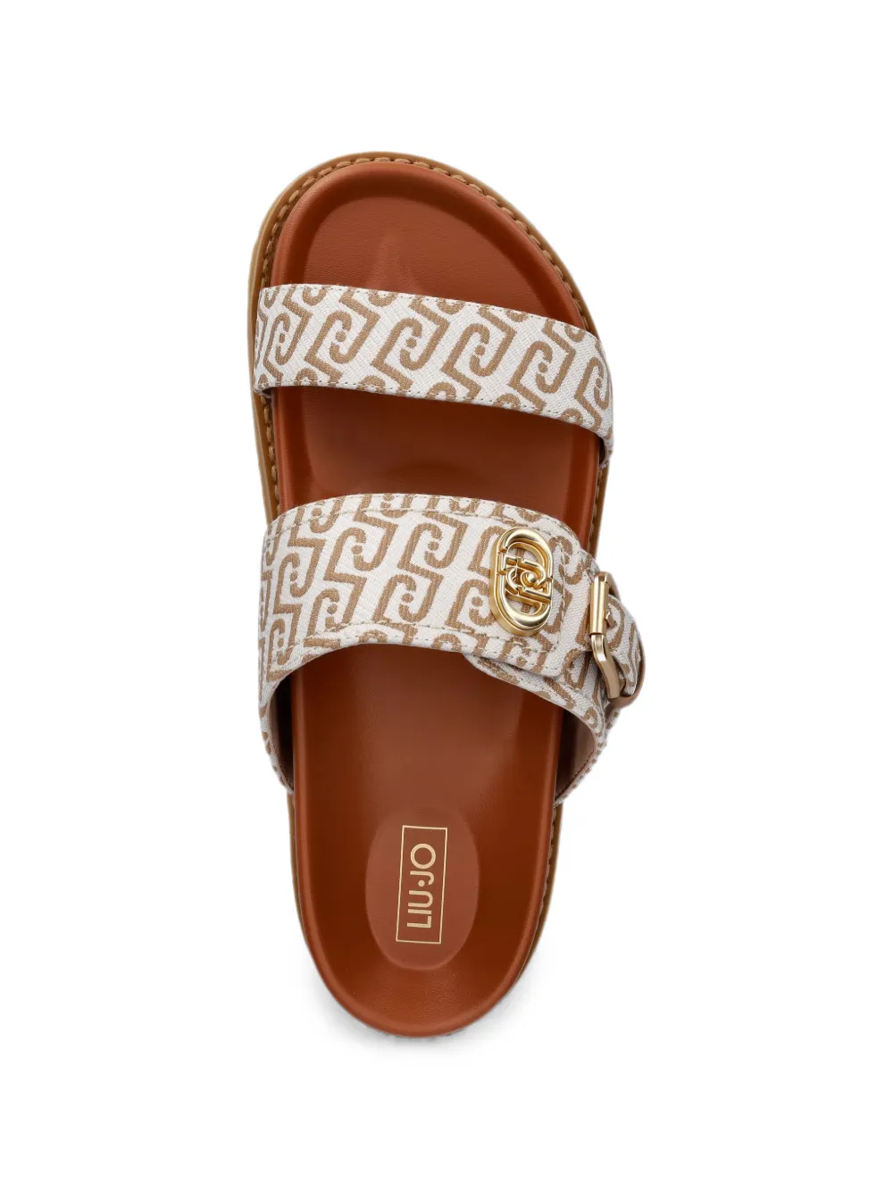 LIU JO monogram-print buckle-fastening sandals Wit