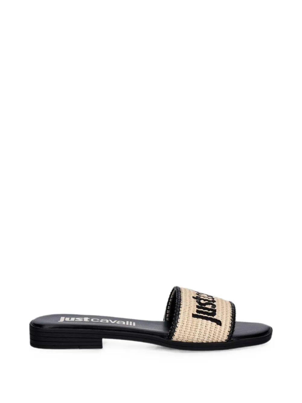 Just Cavalli logo-embroidered woven slides - Nude