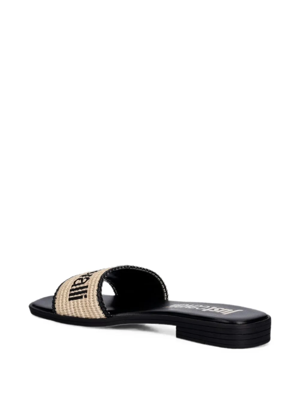 Just Cavalli logo-embroidered woven slides Beige