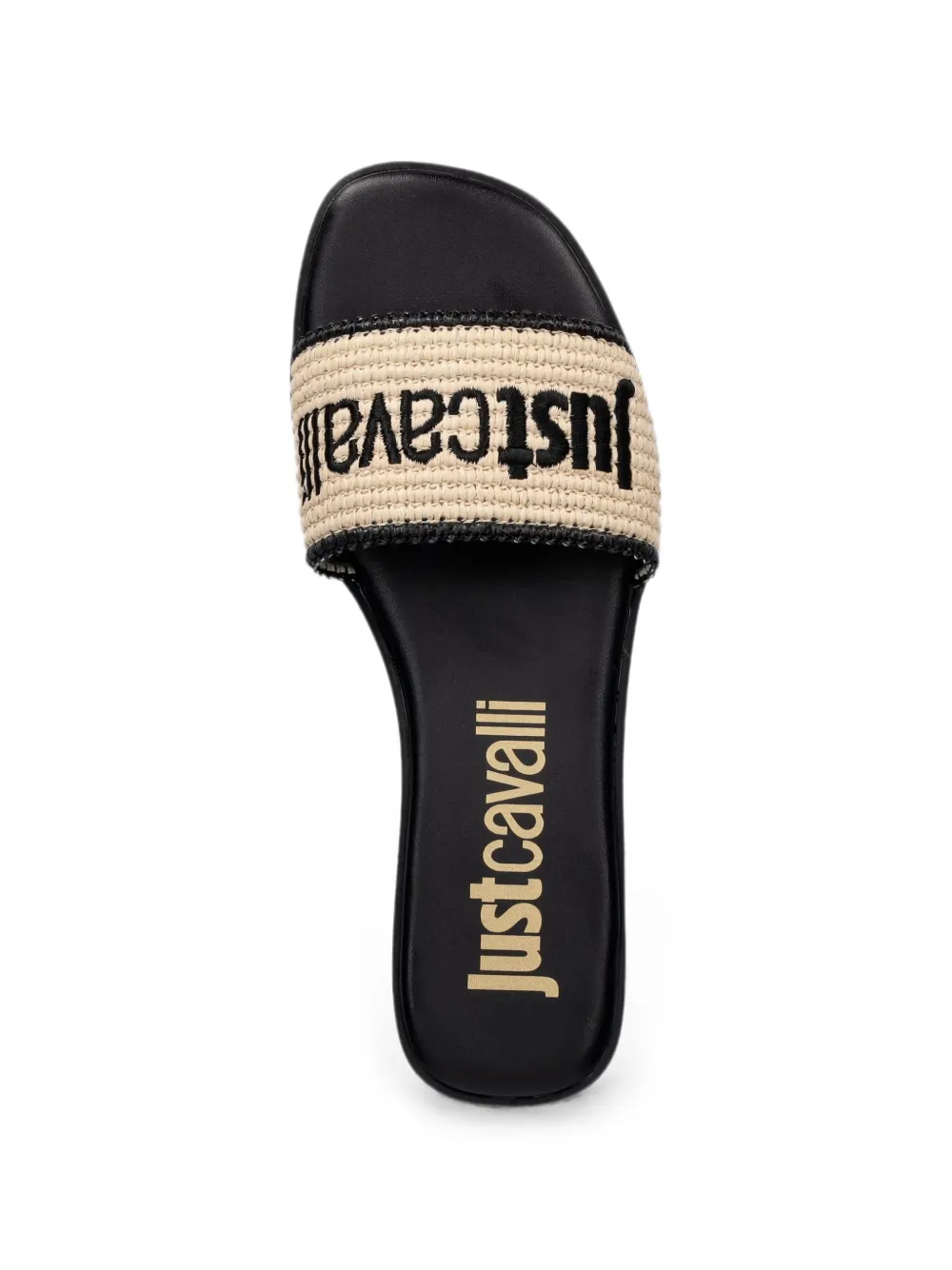 Just Cavalli logo-embroidered woven slides Beige