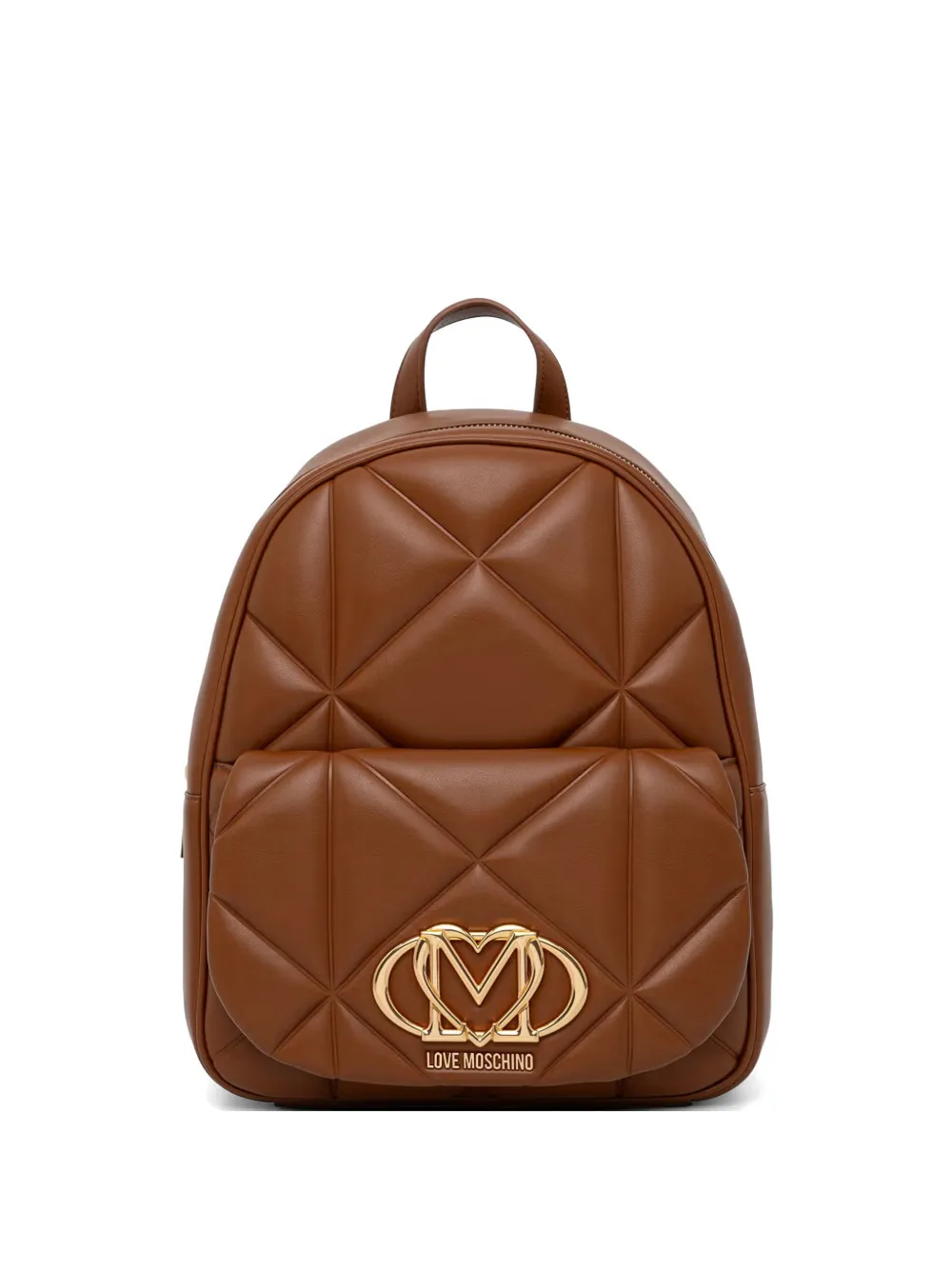 Love Moschino quilted logo-plaque backpack - Marrone
