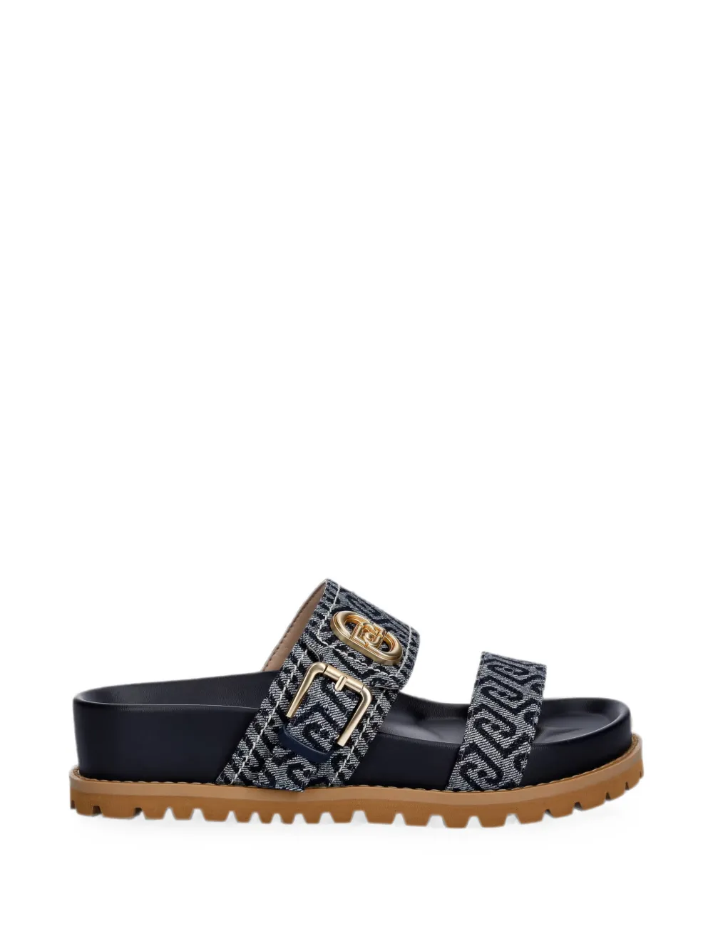 LIU JO monogram-pattern buckle-detail sandals - Blu