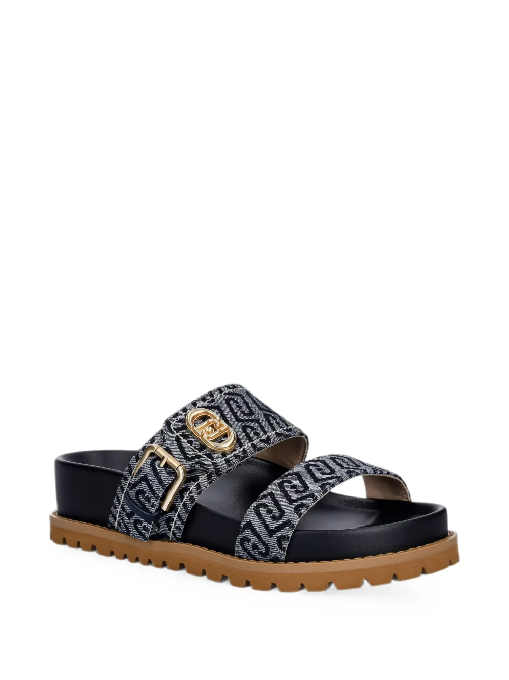 LIU JO monogram-pattern buckle-detail sandals Blauw