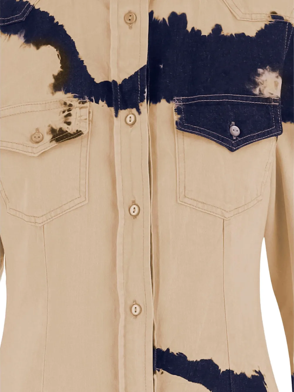 DON'T @ ME Overhemd met tie-dye zak Beige