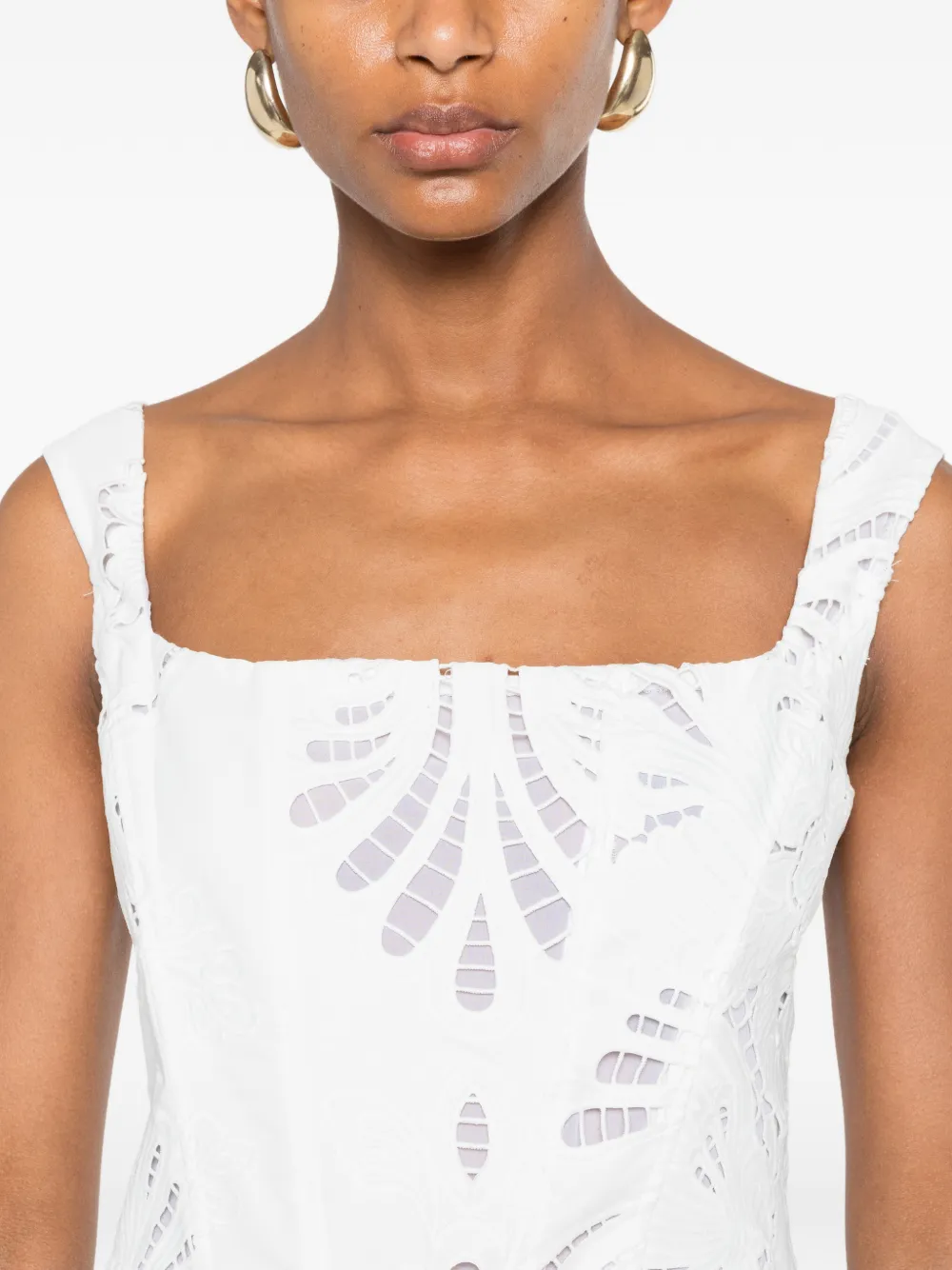 Giuseppe Di Morabito Broderie anglaise gewelfde maxi-jurk Wit
