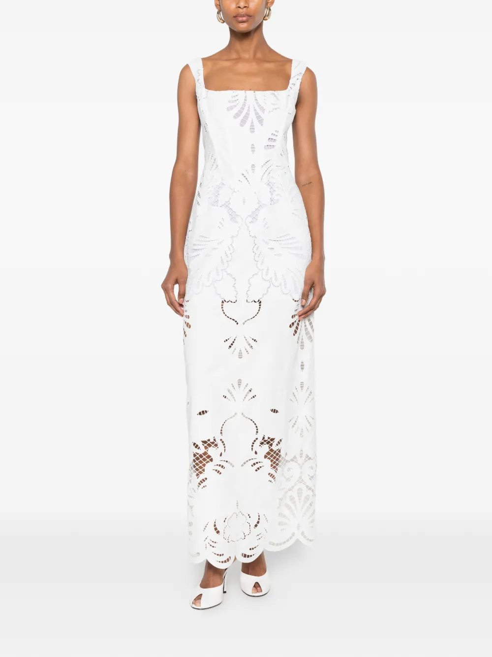Giuseppe Di Morabito Broderie anglaise gewelfde maxi-jurk Wit