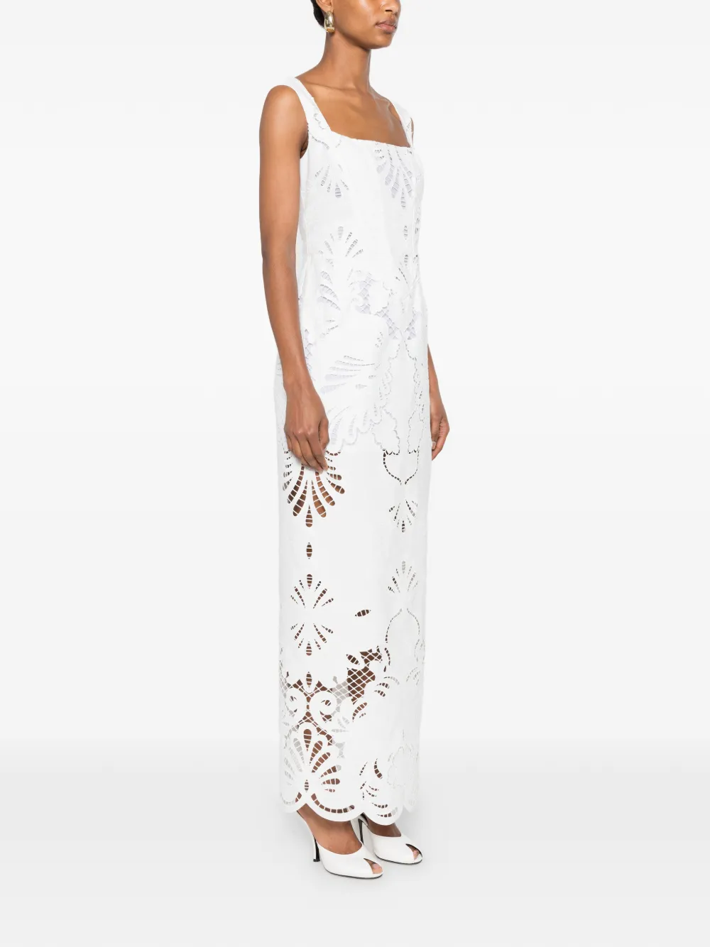 Giuseppe Di Morabito Broderie anglaise gewelfde maxi-jurk Wit