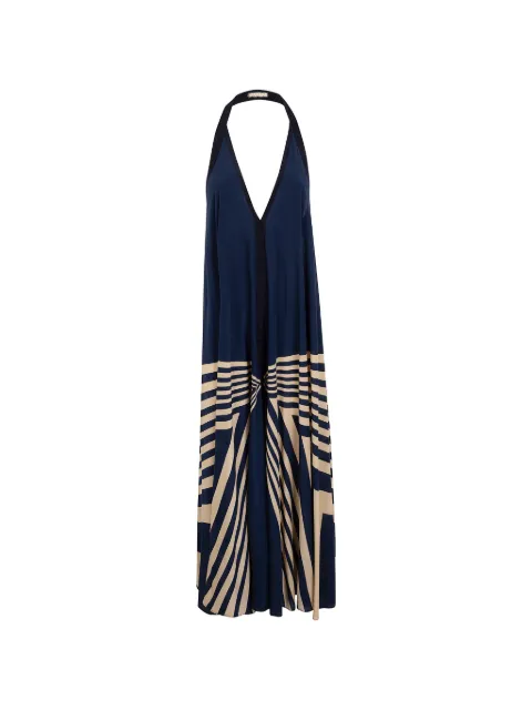 Volantis Uma geometric-print halterneck silk dress