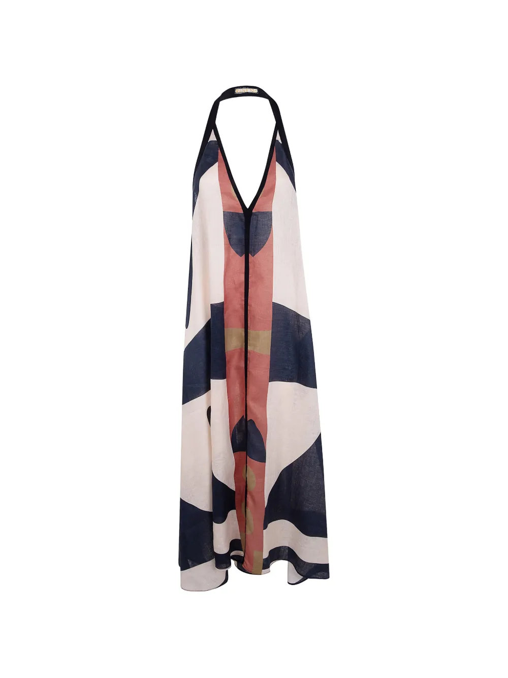 Volantis Uma June abstract-print halterneck linen dress - Toni neutri