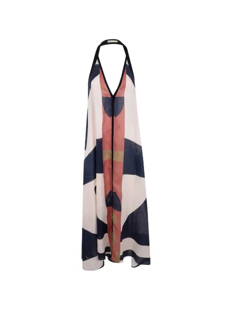 Volantis Uma June abstract-print halterneck linen dress