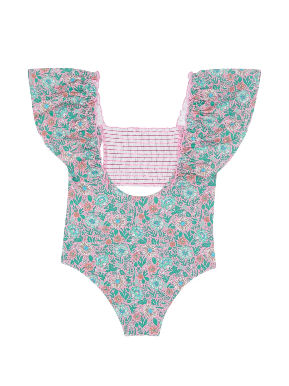 Bonton Nada ruffled floral-print swimsuit - Rosa