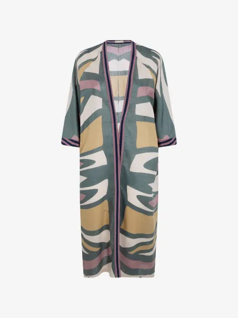 Volantis Cardy abstract-print linen kaftan