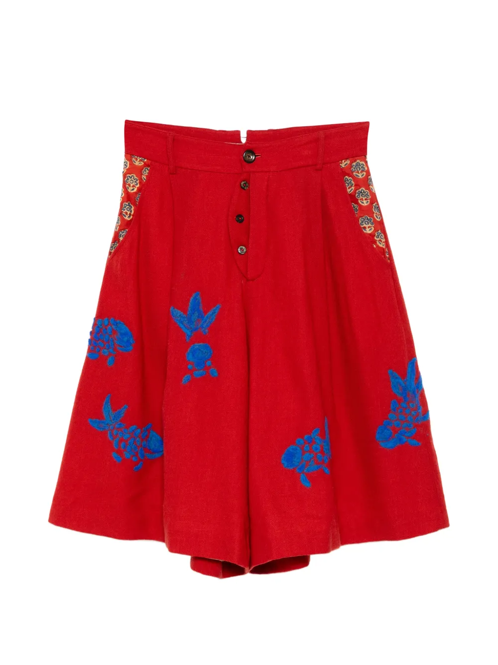 GG IN RED graphic-embroidered shorts - Rosso