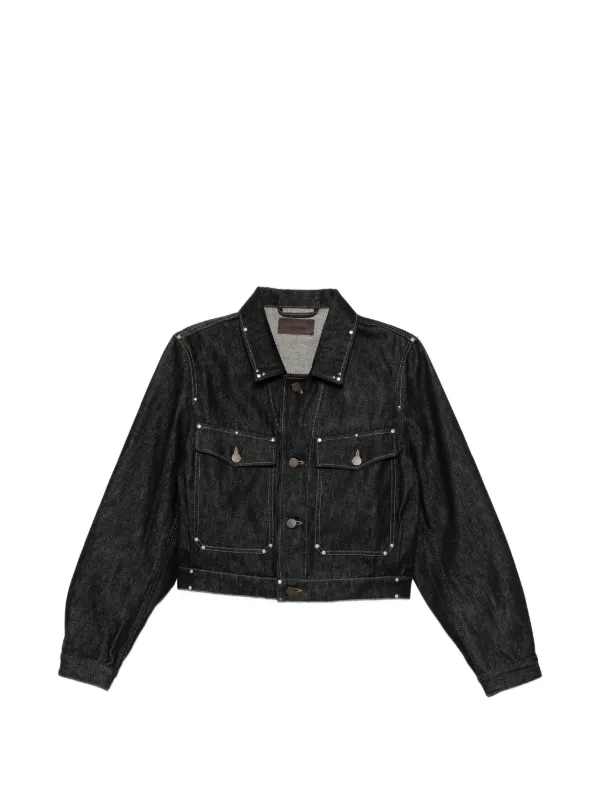 Lemaire Cropped Blouson with Studs in Denim in Blue
