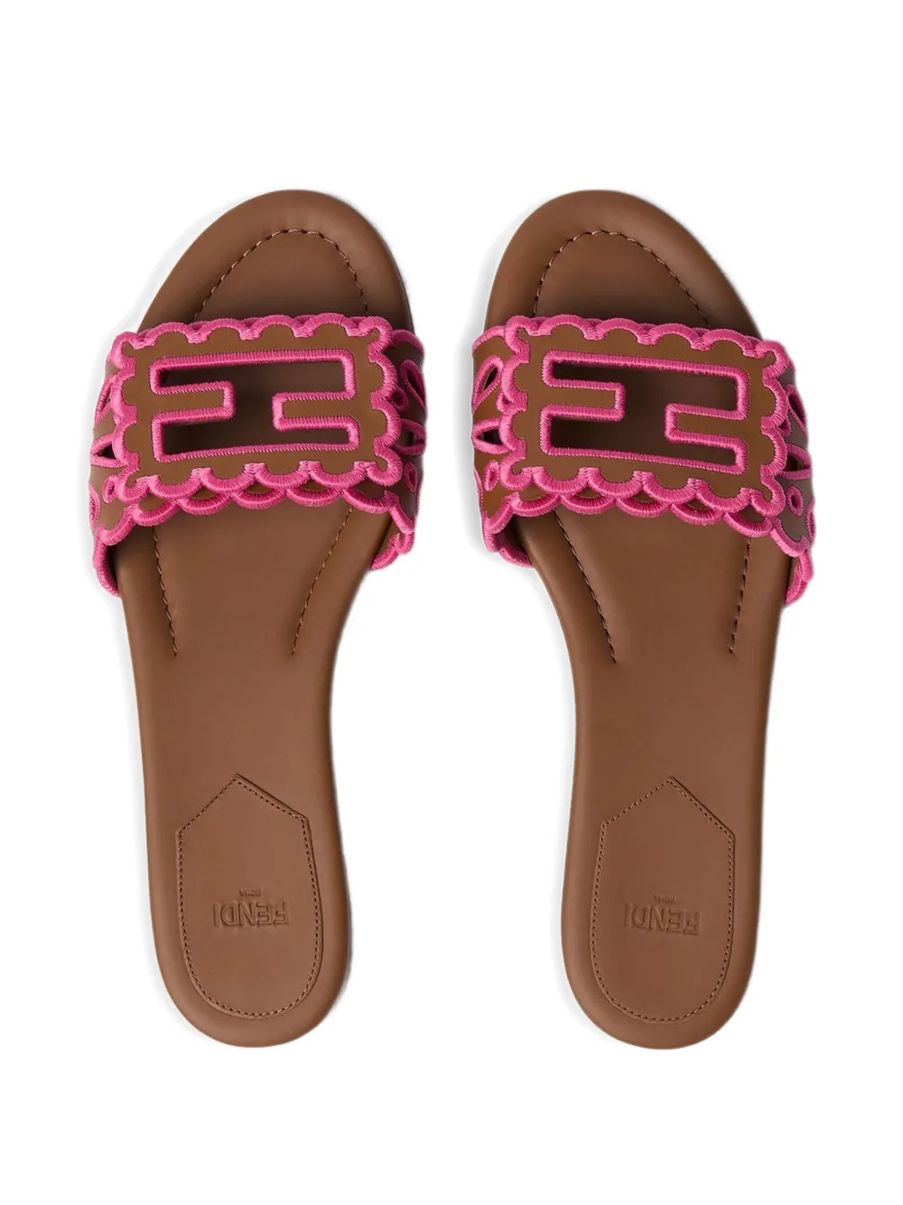 FENDI logo-appliqué flat sandals Bruin