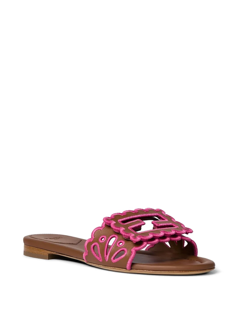 FENDI logo-appliqué flat sandals Bruin