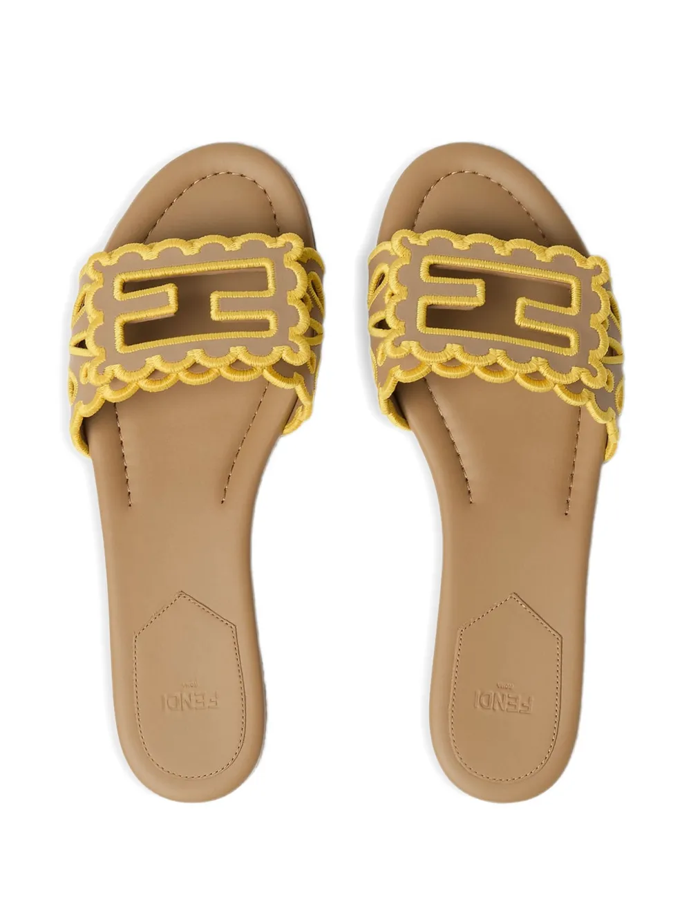 FENDI Baguette leather sandals Beige