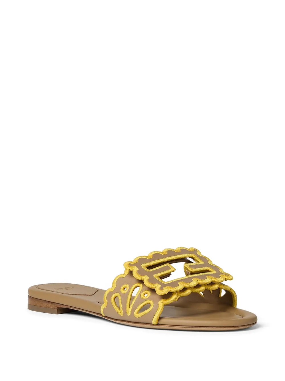 FENDI Baguette leather sandals Beige