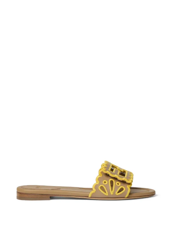 Fendi Baguette Slides in Neutrals