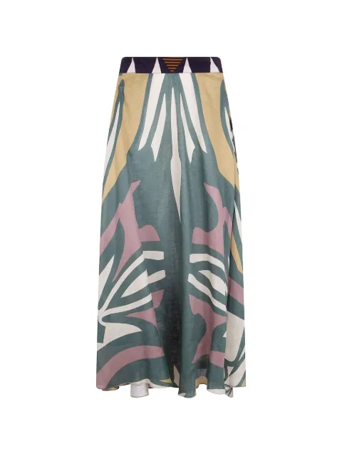 Volantis Safi abstract-print silk maxi skirt
