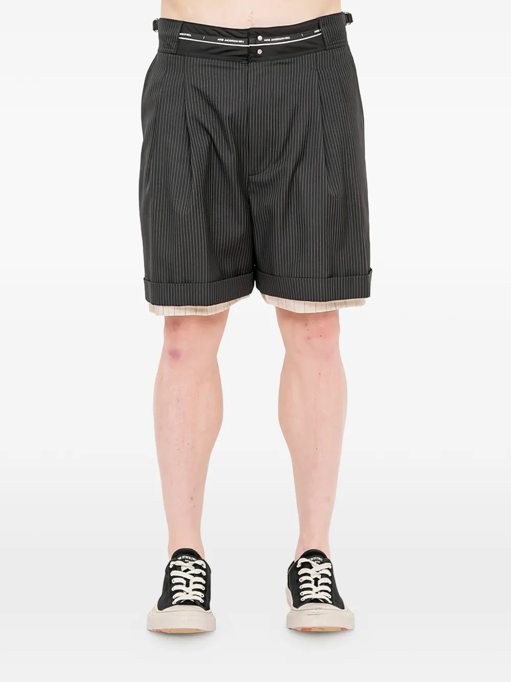 Andersson Bell pinstriped layered shorts - Nero