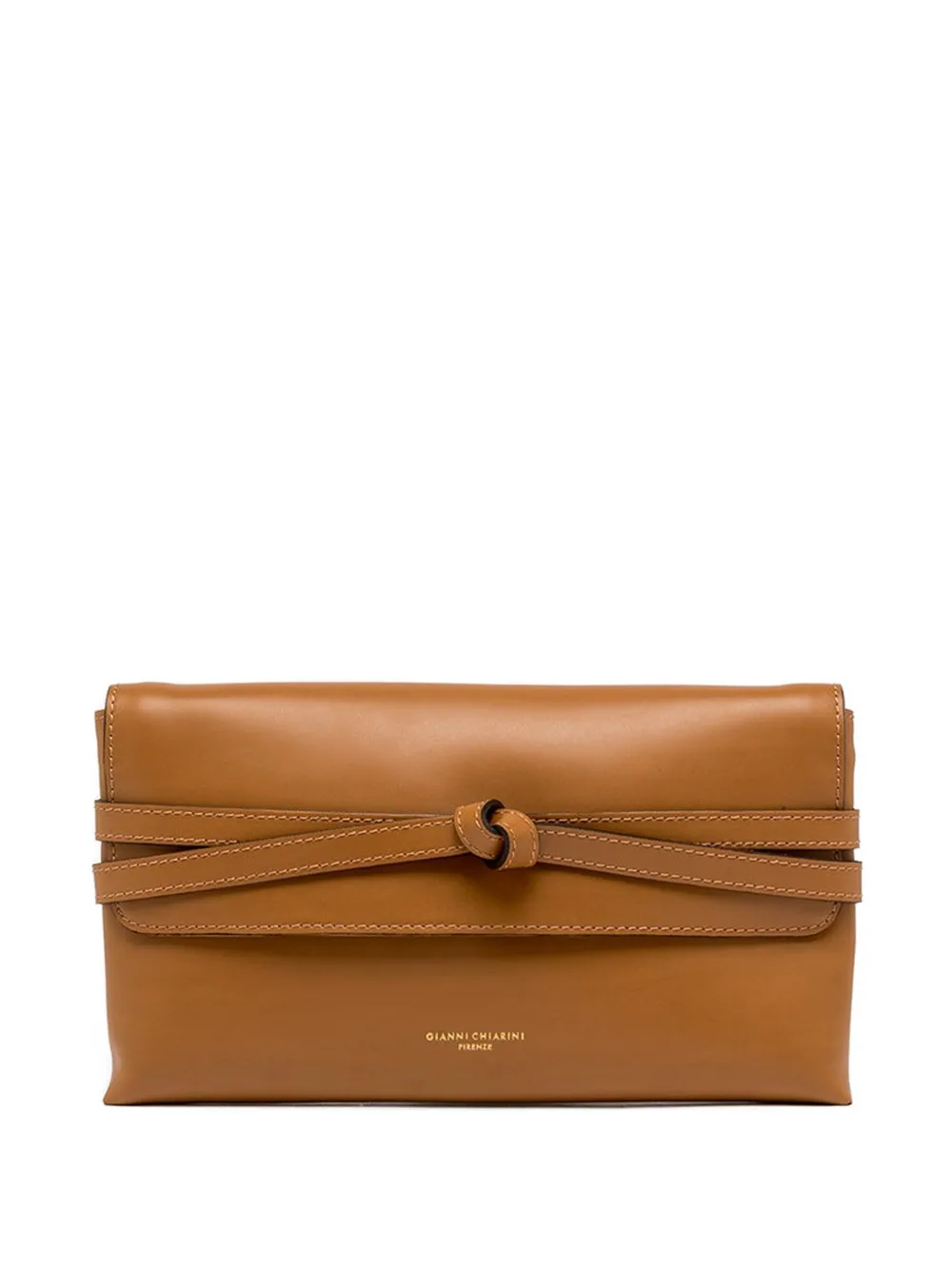GIANNI CHIARINI Belty knotted leather clutch bag - Marrone